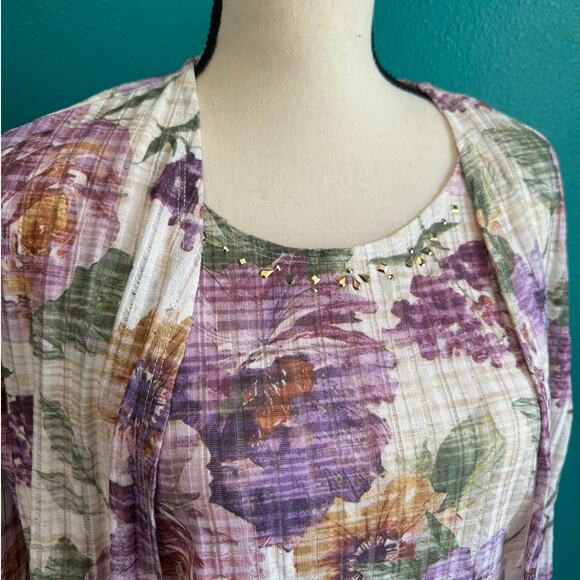 Alfred Dunner Pastel Floral Textured Sweater Set Women's Small NWT - Picture 11 of 11